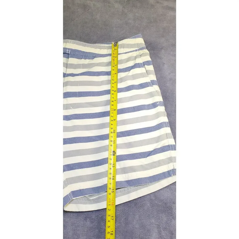 J.Crew Board Shorts Mens Sz 31 Blue Beige Striped Original Longboard Beach C6